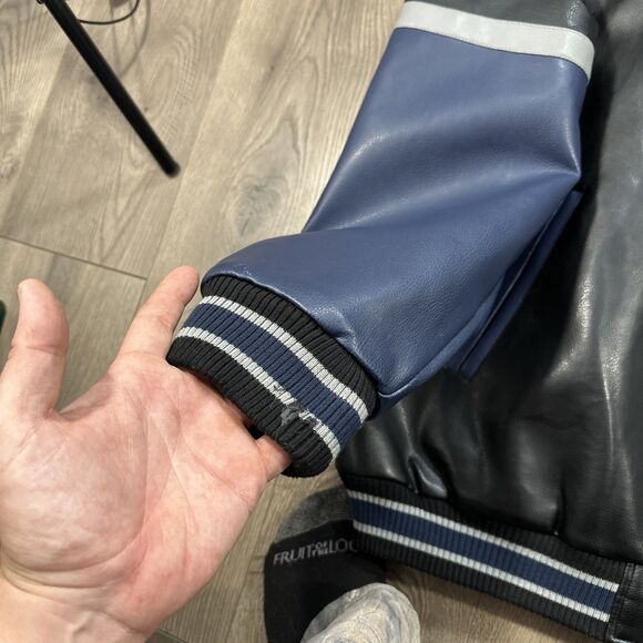 Dallas Cowboys Jacket Mens XL Vintage Black Faux Leather, G-III Bomber NFL - Picture 9 of 12